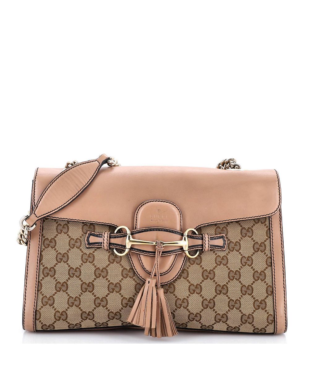 Б/у Gucci Medium Emily Chain Flap Shoulder Bag GG Canvas and Leather