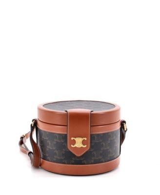 Pre-Owned Celine Medium Tambour Bag Triomphe Coated Canvas