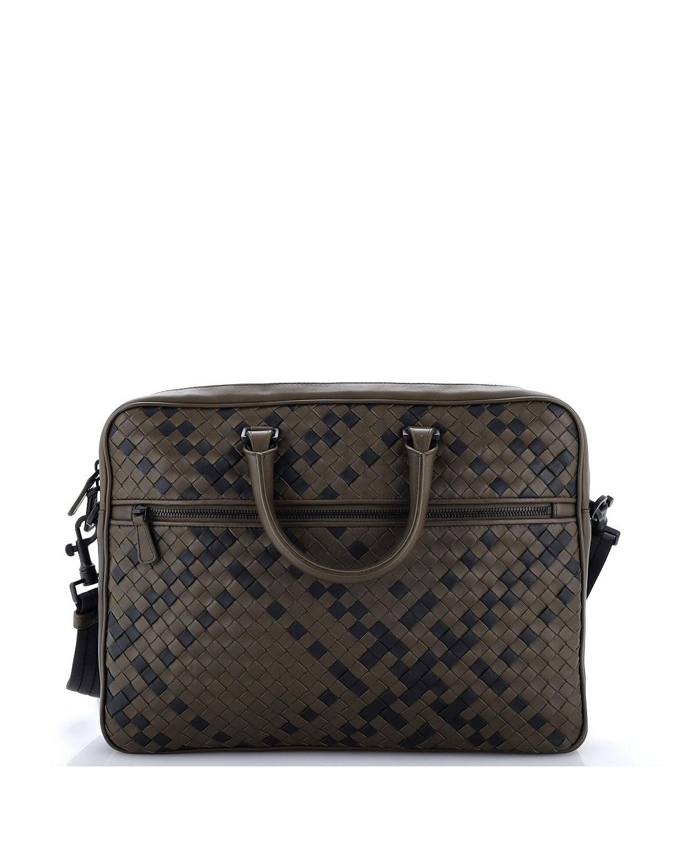Pre-Owned Bottega Veneta Large Convertible Front Zip Briefcase Intercciato Nappa
