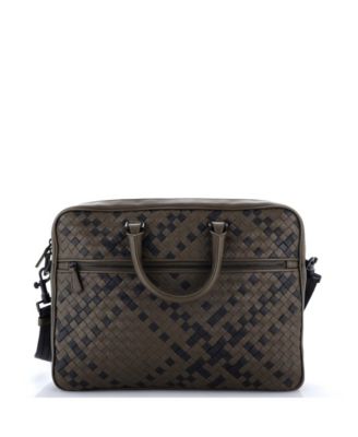 Pre-Owned Bottega Veneta Large Convertible Front Zip Briefcase Intercciato Nappa