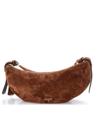 Б/у сумка через плечо Prada Large Demi-Lune из замши
