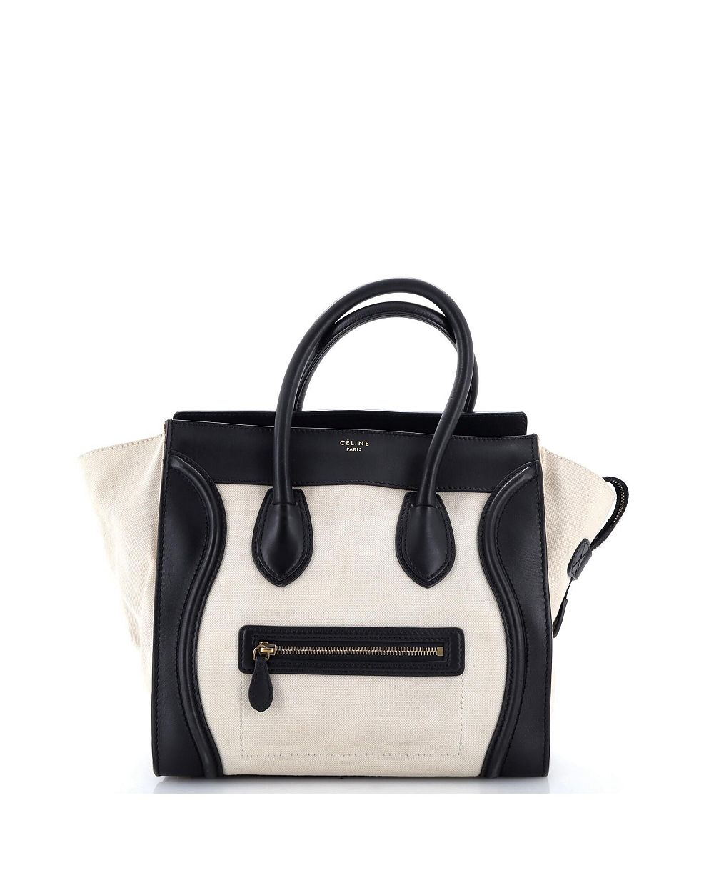 Сумка Celine Micro Luggage, б/у, холст и кожа