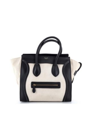Сумка Celine Micro Luggage, б/у, холст и кожа