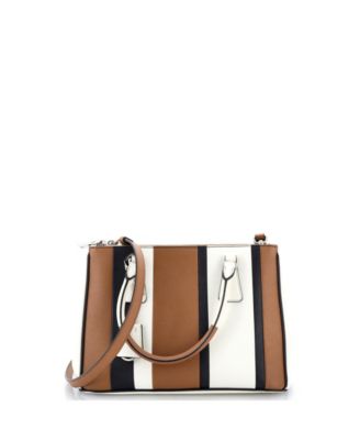 Pre-Owned Prada Small Double Zip Lux Tote Striped Saffiano Leather