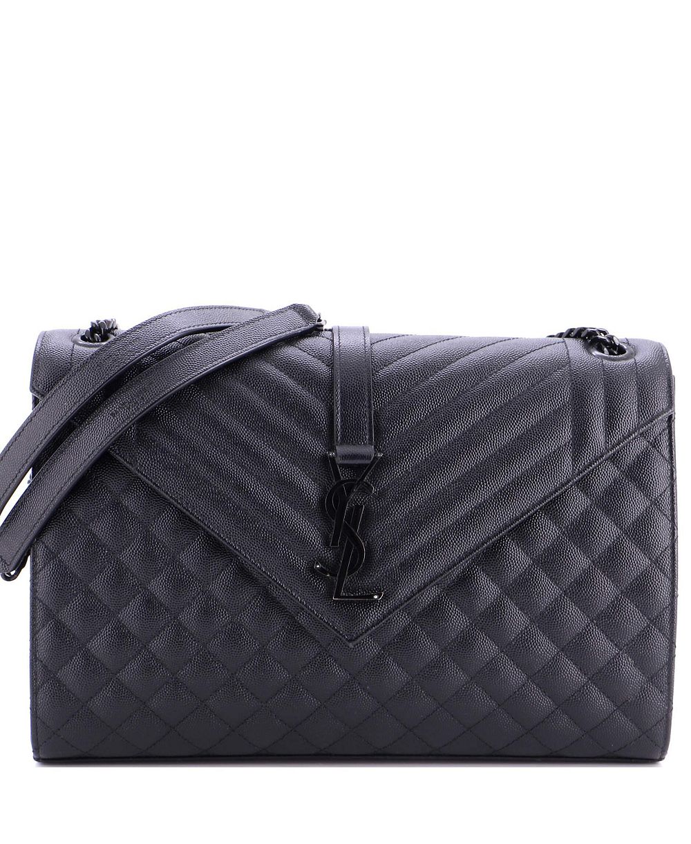 Pre-Owned Saint Laurent Large Classic Monogram Envelope Satchel Mixed Matelasse Leather