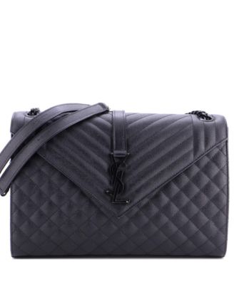 Pre-Owned Saint Laurent Large Classic Monogram Envelope Satchel Mixed Matelasse Leather