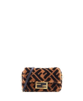 Мини-сумка Fendi Mini Baguette NM Zucca Shearling, б/у