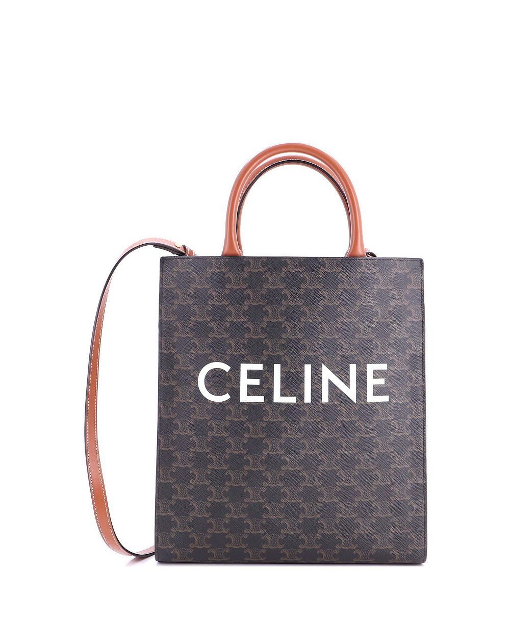Pre-Owned Celine Small Vertical Cabas Tote Triomphe Coated Canvas