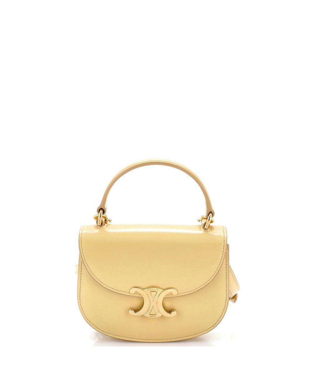 Pre-Owned Celine Mini Triomphe Besace Clea Top Handle Flap Bag Leather