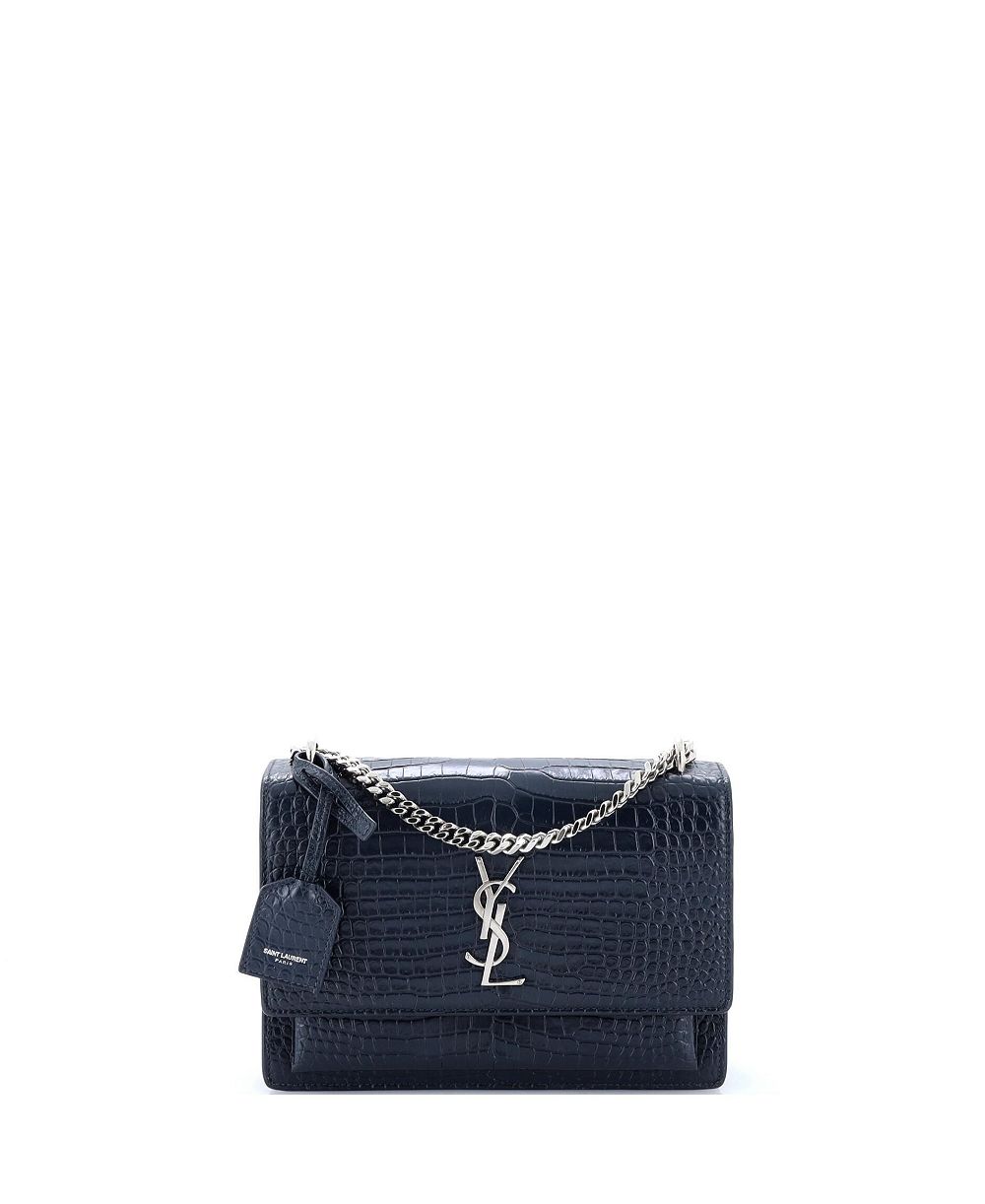 Pre-Owned Saint Laurent Medium Sunset Crossbody Bag Embossed Leather