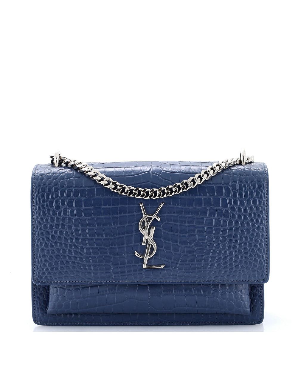 Pre-Owned Saint Laurent Medium Sunset Crossbody Bag Embossed Leather