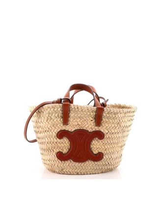 Сумка-шоппер Celine Teen Classic Panier из рафии и кожи, б/у