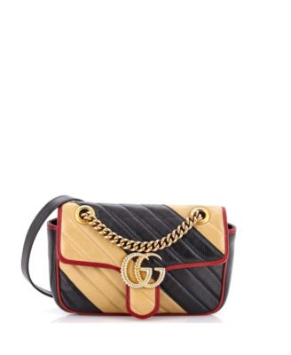 Pre-Owned Gucci Mini GG Marmont Flap Bag Diagonal Quilted Leather сумка Gucci