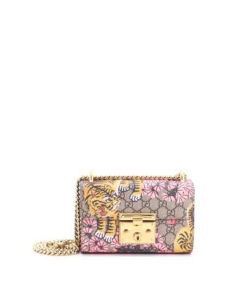 Брендовая сумка через плечо Gucci Small Padlock Shoulder Bag Bengal Print GG Coated Canvas