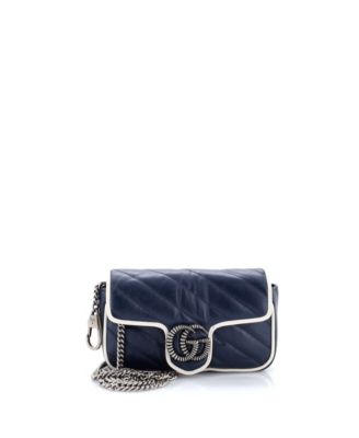 Сумка Gucci Super Mini GG Marmont, кожаная, стеганая, б/у