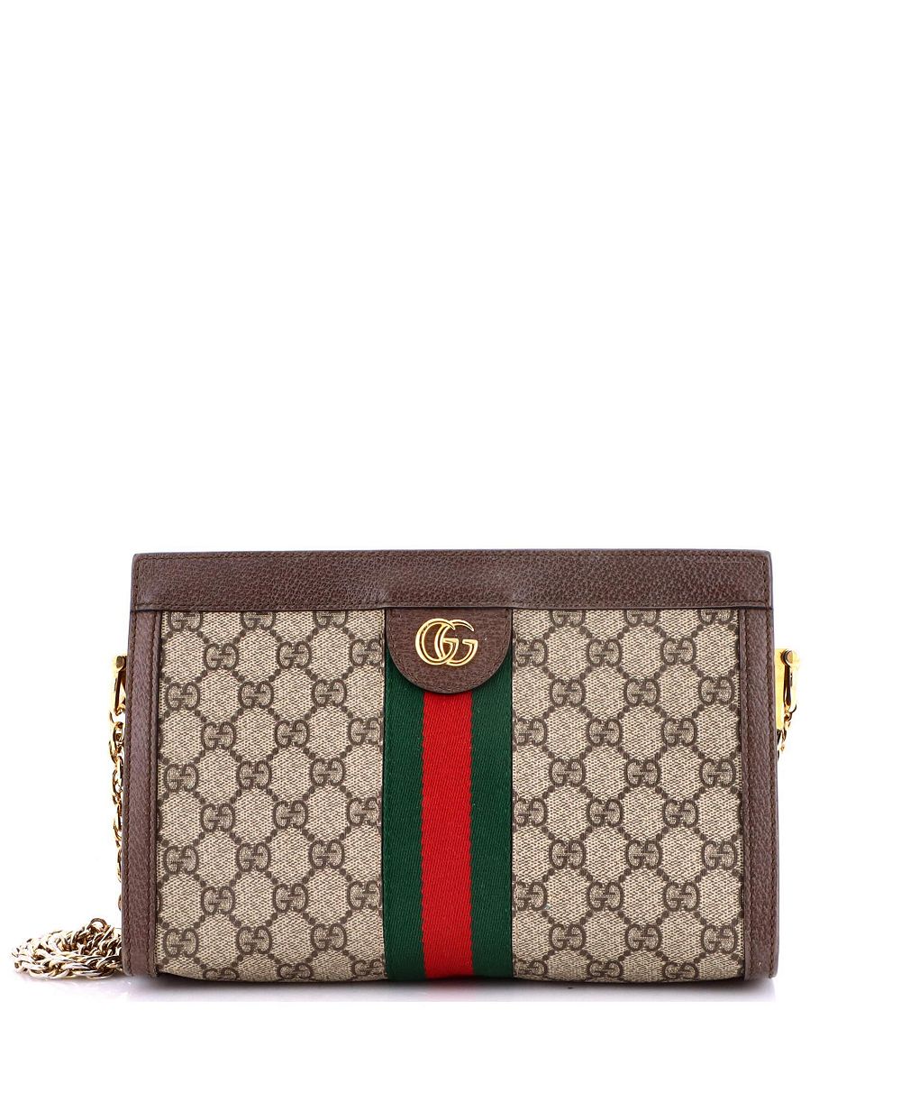 Pre-Owned Gucci Small Ophidia Chain Shoulder Bag GG Coated Canvas