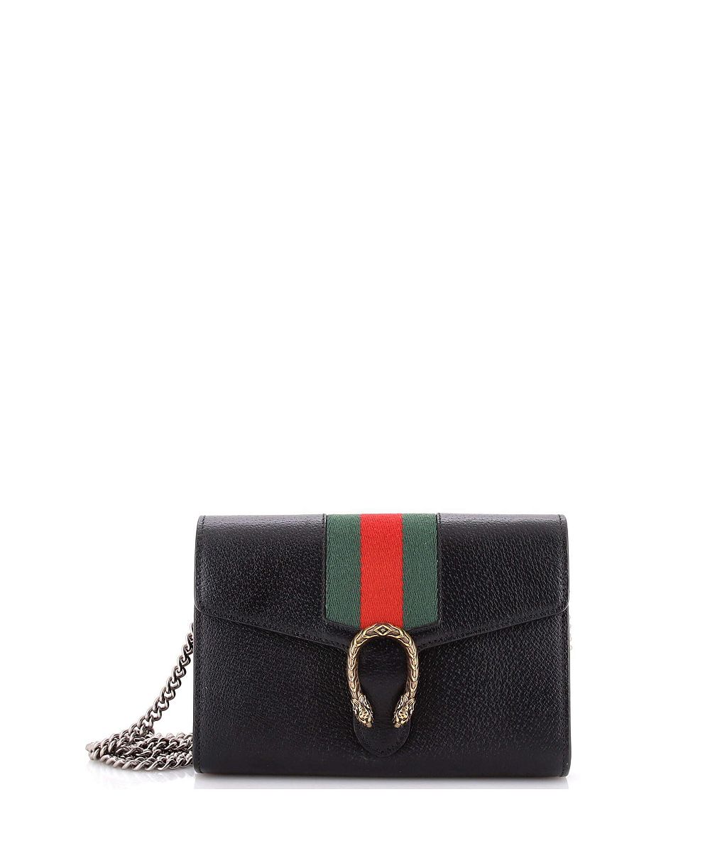 Pre-Owned Gucci Small Dionysus Web Chain Wallet Leather