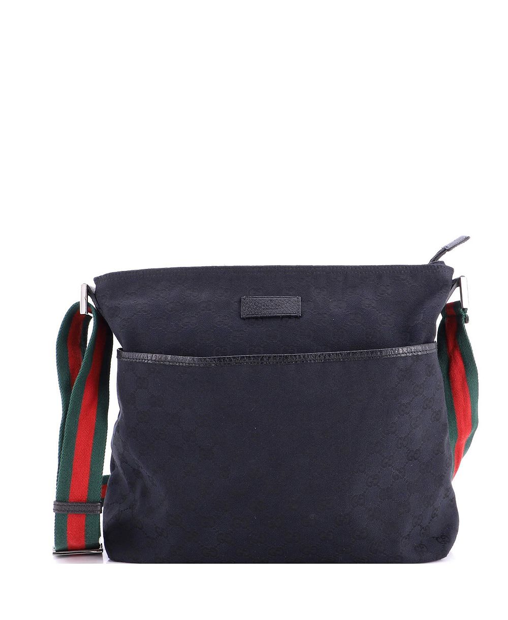Pre-Owned Gucci Medium Front Pocket Web Messenger GG Canvas