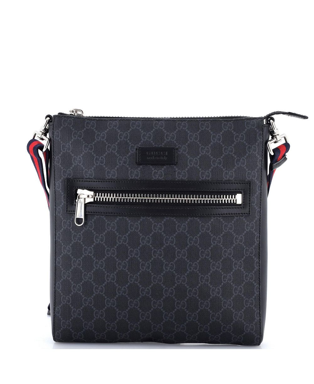 Pre-Owned Gucci сумка Messenger Web Strap Front Zip GG Coated Canvas среднего размера