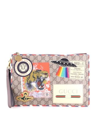 Pre-Owned Gucci Courrier Pouch GG Coated Canvas with Applique