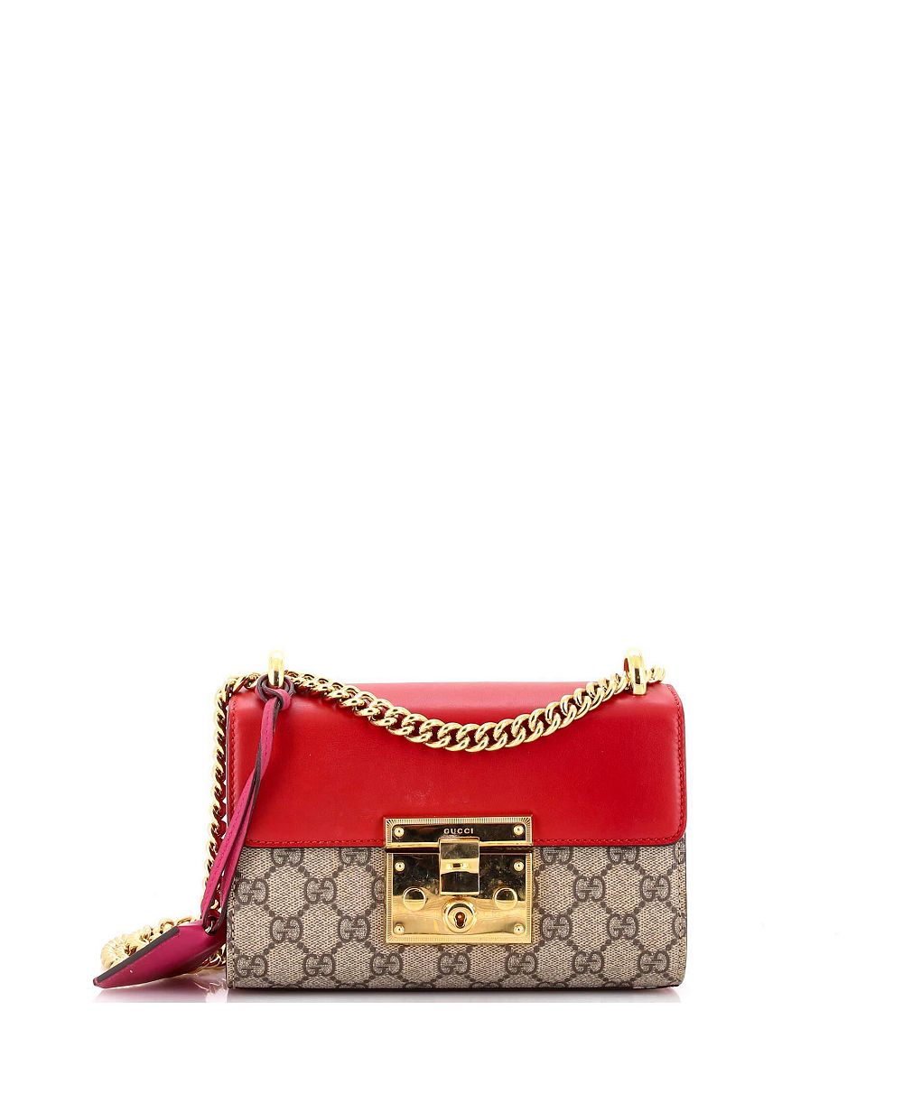 Брендовая сумка через плечо Gucci Small Padlock из канваса GG и кожи, б/у