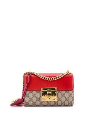 Брендовая сумка через плечо Gucci Small Padlock из канваса GG и кожи, б/у