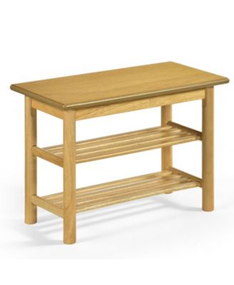 Slickblue 3-Tier Shoe Rack Bench with Rubber Wood Frame for Entryway Storage