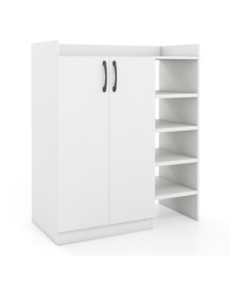 Slickblue Entryway Shoe Cabinet with 2 Doors and Adjustable Inner Storage Shelves
