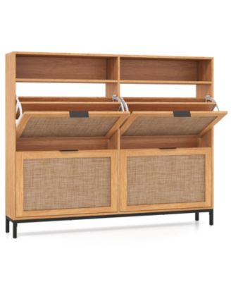 Slickblue Freestanding Shoe Cabinet with Adjustable Shelves and 4 Flip Drawers