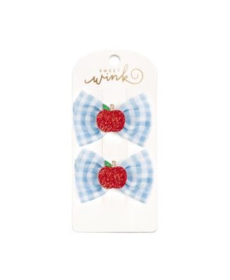 Sweet Wink набор из двух заколок для волос с узором яблока в клетку для девочек