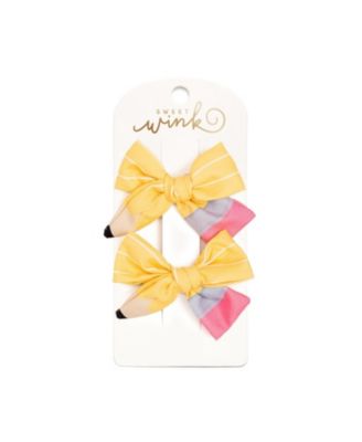 Sweet Wink Little and Big Girls School Days Pencil Bow Clip Set