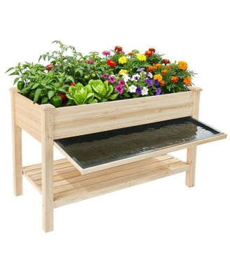 Приподнятая деревянная садовая грядка Streamdale Furniture 48x23x31.1'' с полкой для хранения