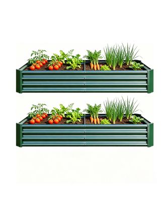 Металлические прямоугольные грядки Streamdale Furniture, 2 шт., зеленые, 6x3x1ft