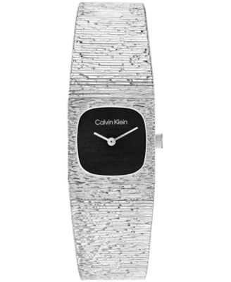 Женские часы Calvin Klein Square Silver-Tone Stainless Steel Mesh Bracelet 20mm