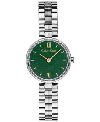 Calvin Klein Women's Gleam Silver-Tone Stainless Steel Bracelet Watch 24mm