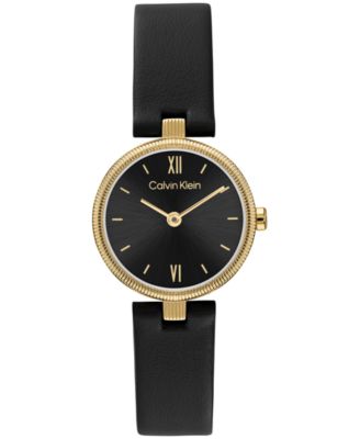 Женские часы Calvin Klein Gleam Black Leather Strap 24mm