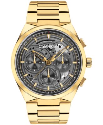Мужские наручные часы Calvin Klein Distinguish Skeleton Gold-Tone Stainless Steel 44mm