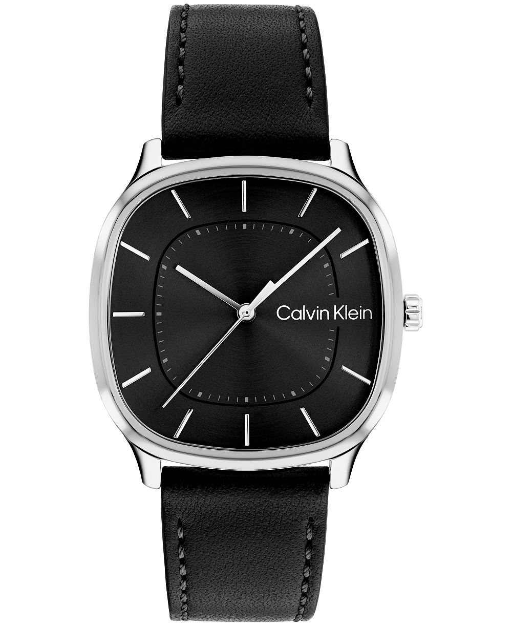 Calvin Klein Men's CK Shape Black Leather Strap Watch 37mm