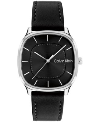 Calvin Klein Men's CK Shape Black Leather Strap Watch 37mm