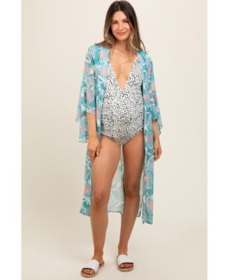 Pinkblush Женский Teal Floral Bell Sleeve Cover-Up