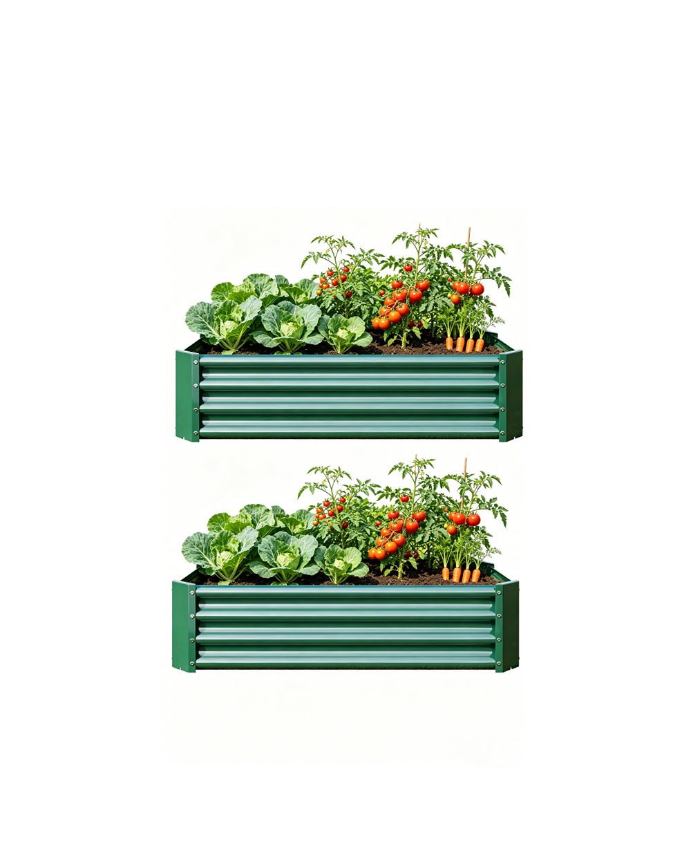 Streamdale  Furniture 2PCS 4x2x1ft Metal Raised Garden Bed for Flowers Vegetables and Herbs