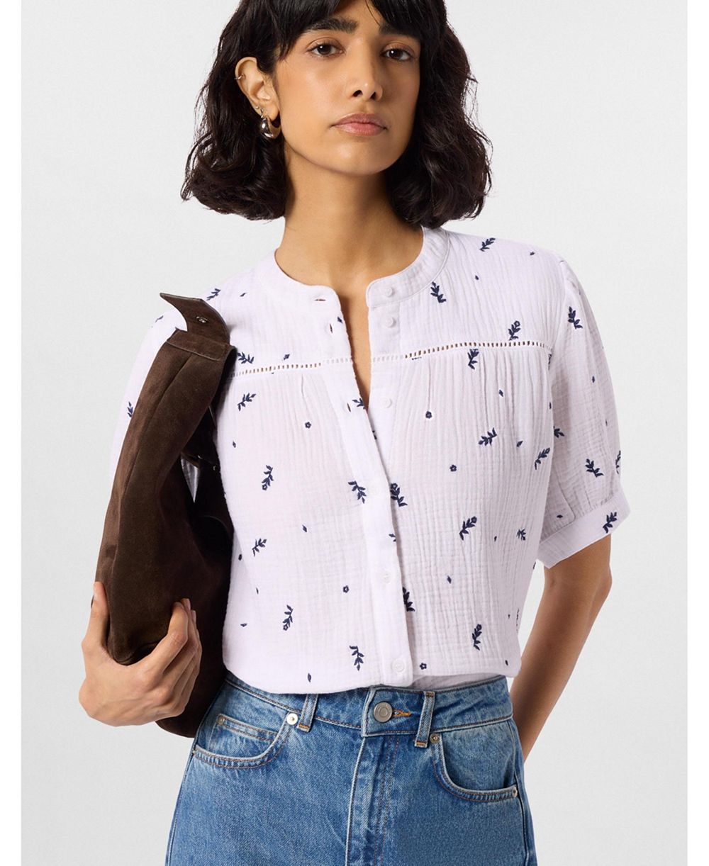 Женский топ Whistles Embroidered Cotton Frill Top