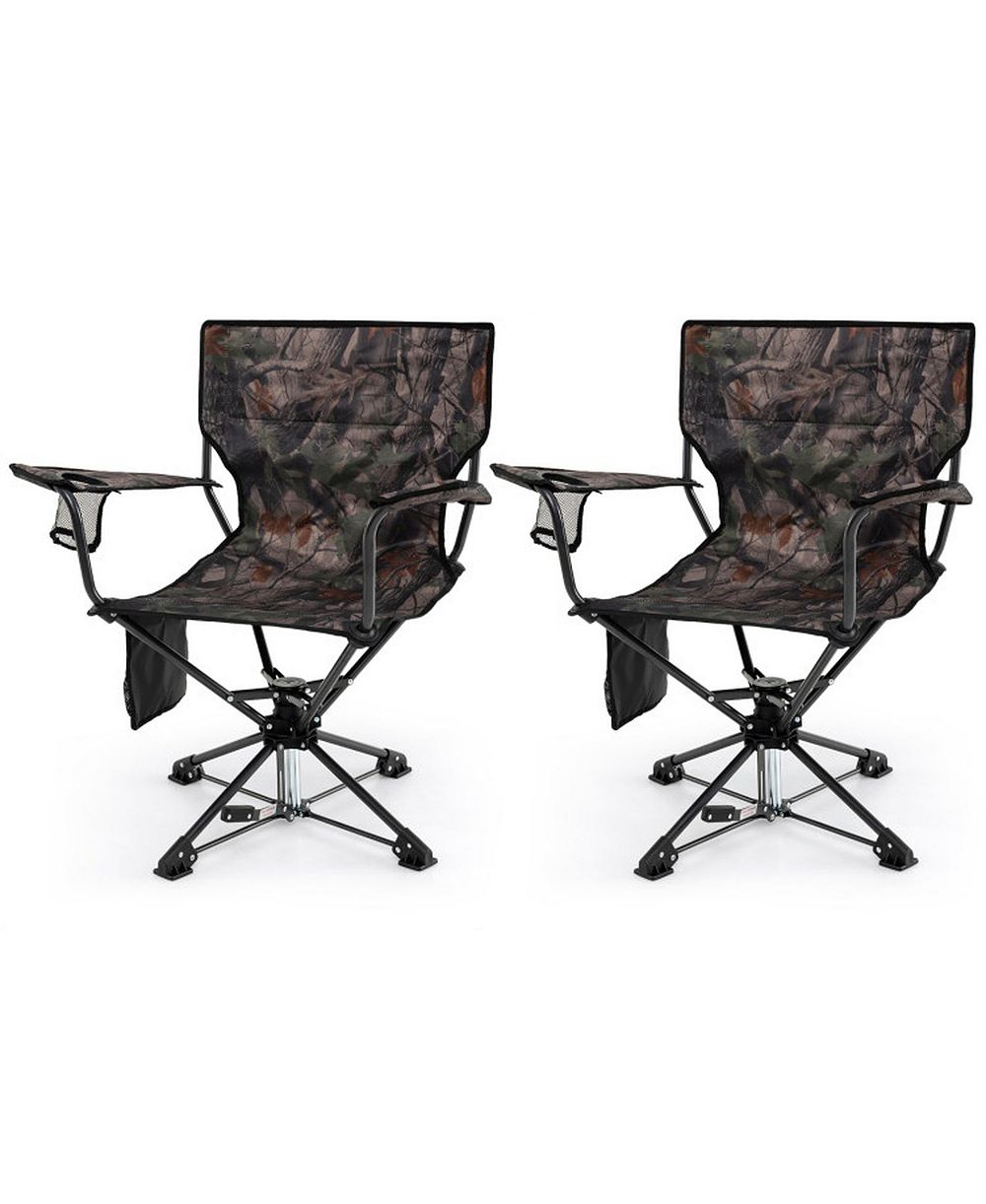 SUGIFT 360degree(s) Swivel Portable Foldable Hunting Chair Set of 2 with 600D Oxford Fabric