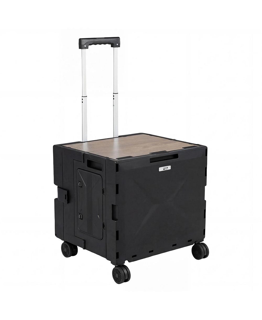 Mecale Foldable Utility Cart on 4 Rotating Wheels with Cup Holder, 75-L Capacity