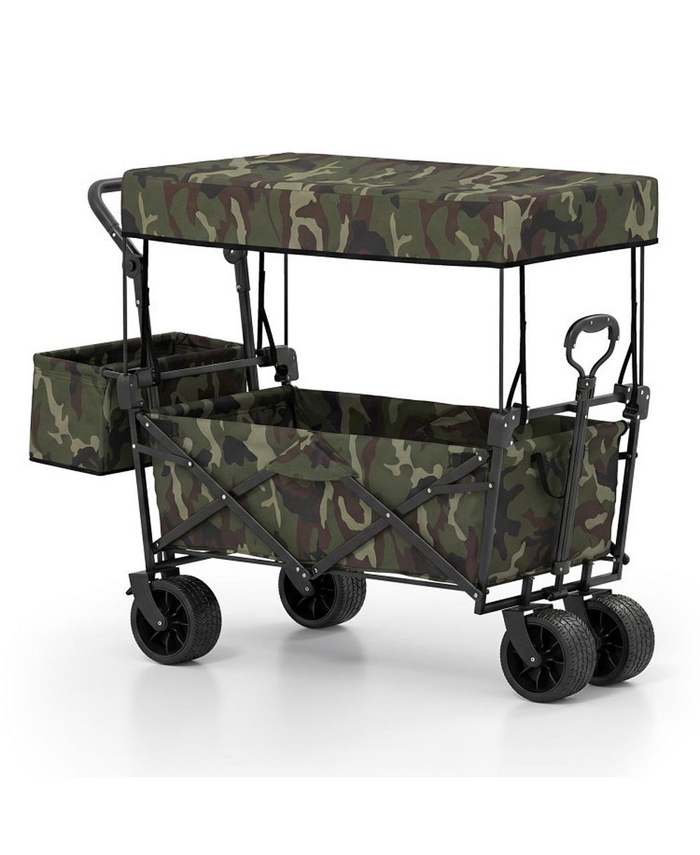 SUGIFT Collapsible Wagon with Removable Canopy and Detachable Storage Bag