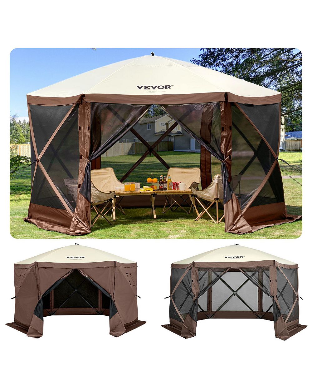 VEVOR Pop-up Camping Gazebo Camping Canopy Shelter 6 Sided Sun Shade