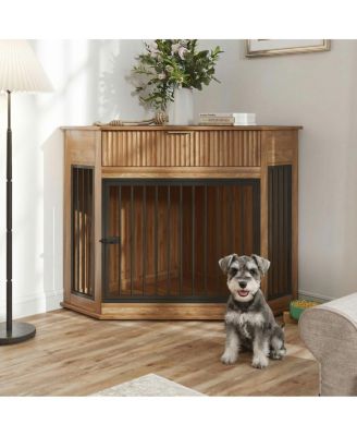 Streamdale Furniture Streamdale 44.6'' Corner MDF Dog Crate Furniture with Storage Drawer