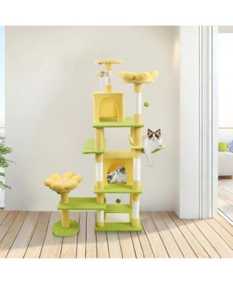 Streamdale Furniture Streamdale 71'' Flower Cat Tree with Large Condo Removable Cushion and Hammock