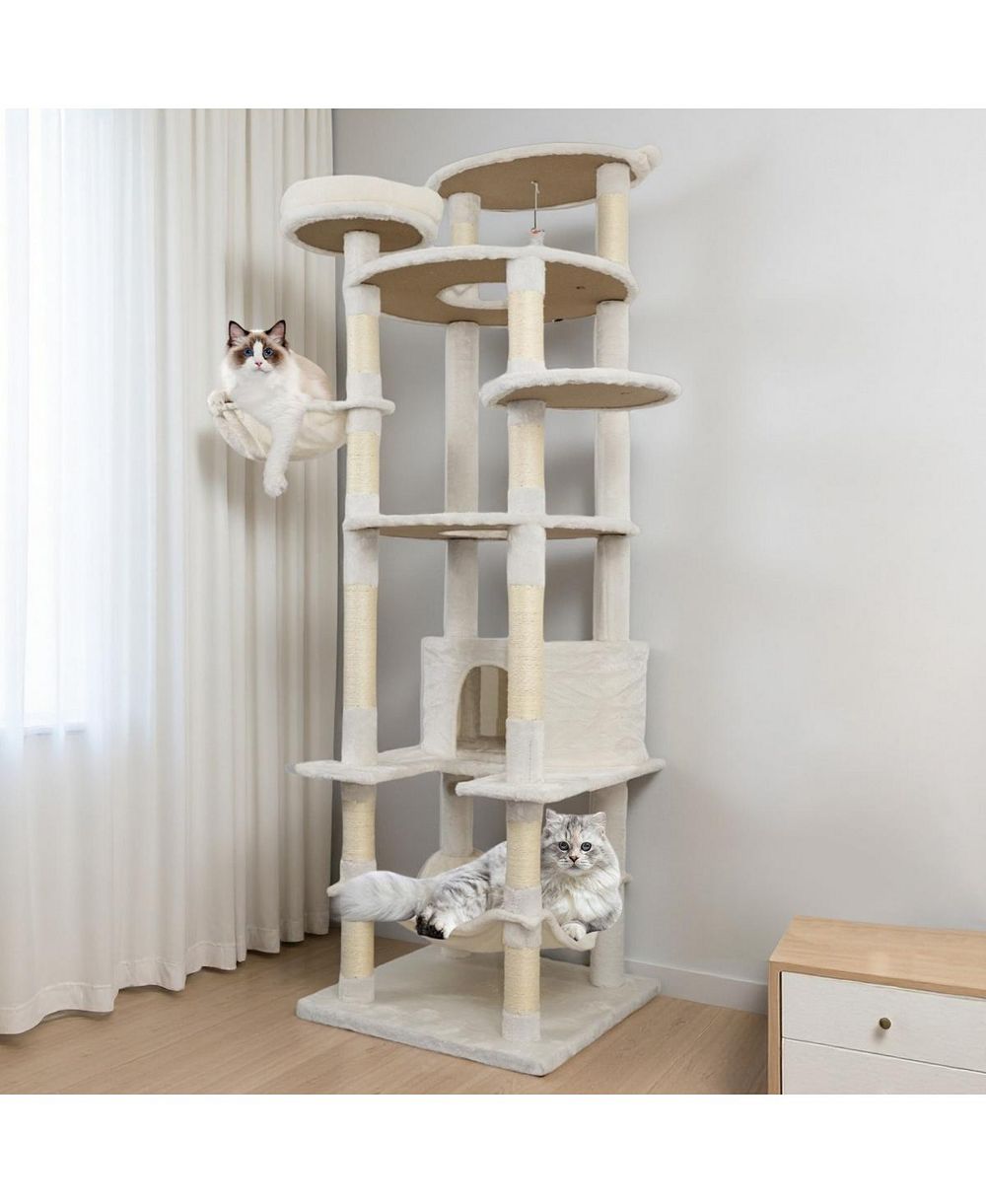 Streamdale Furniture 78'' Cat Tree Tower with Large Condo Sisal Scratching Post and Hammock