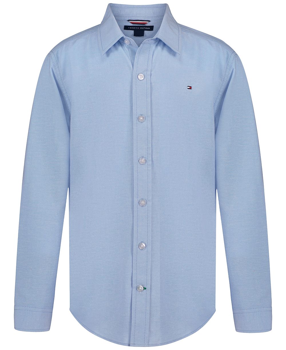 Детская хлопковая рубашка Tommy Hilfiger Oxford, длинный рукав